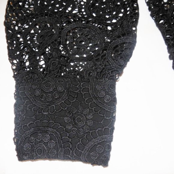 Blouse Black Lace NEW Long Sleeve tunic blouse see-through summer tunic top - Picture 12 of 13